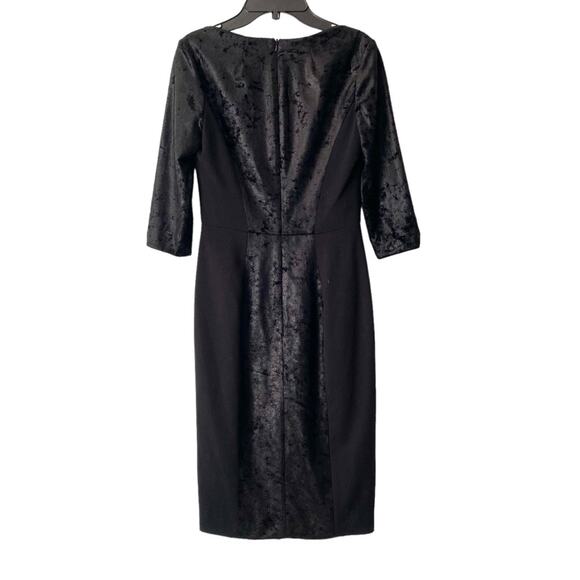Black Halo Crushed Velvet Square Neck NWTs size 2 Sheath Straight Dress - Picture 7 of 8